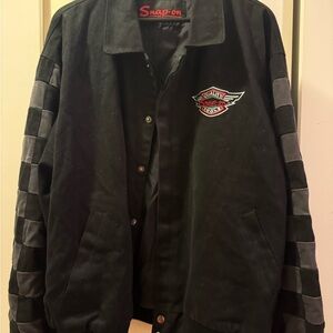 Snap-on Black and Gray Bomber Jacket